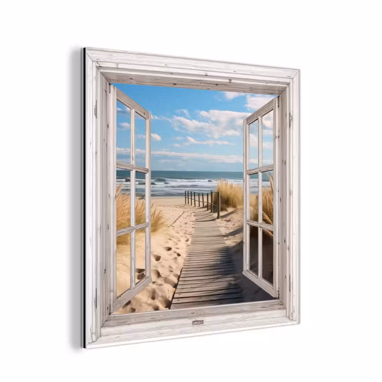 Raam - Zee - Kust - Natuur - Doorkijk - Strand - Waddenzee aluminium wit klein -3d