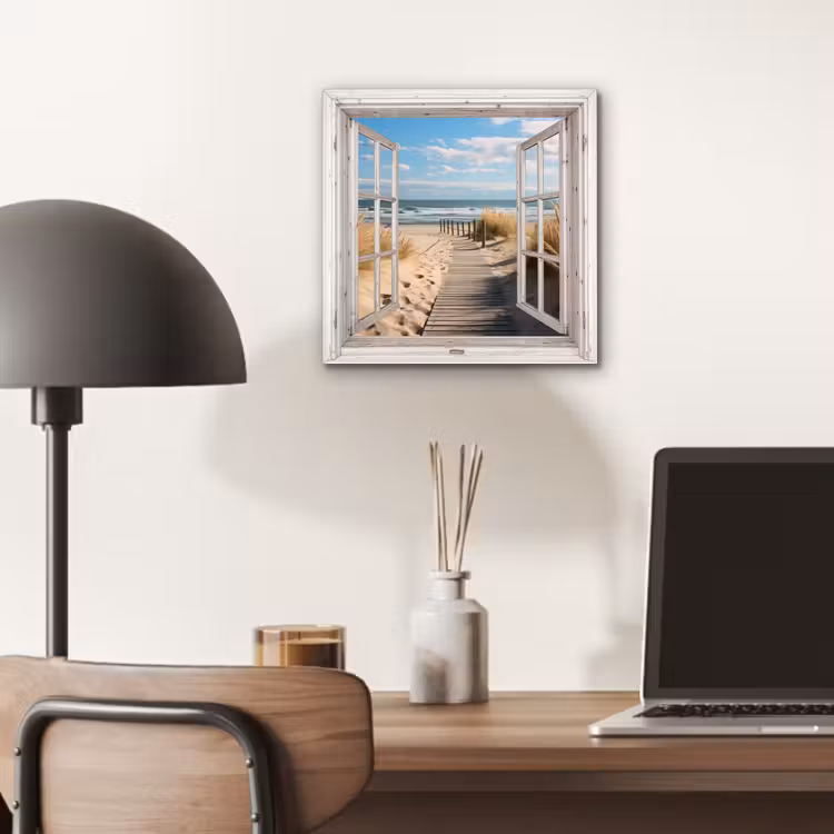 Raam - Zee - Kust - Natuur - Doorkijk - Strand - Waddenzee aluminium wit klein -sfeer5