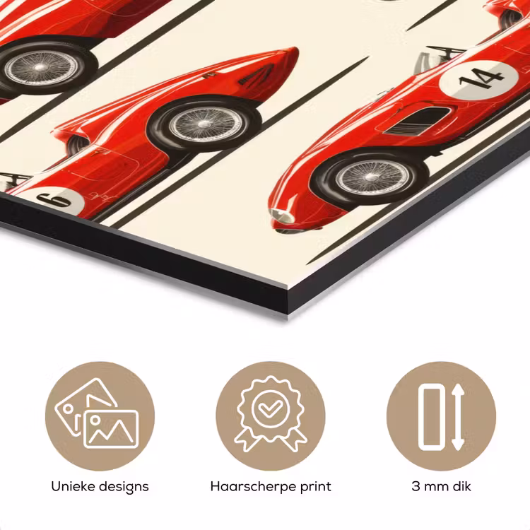 Raceauto - Retro - Rood aluminium wit klein 46 -closeup_NL