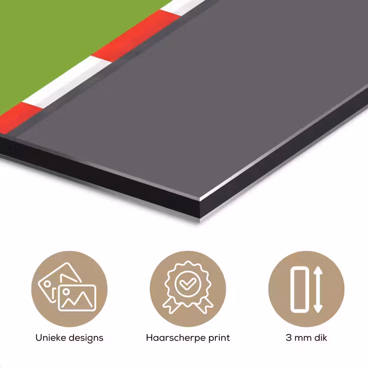 Racebaan - Illustratie - Sport - Kleurrijk aluminium wit klein -closeup_NL