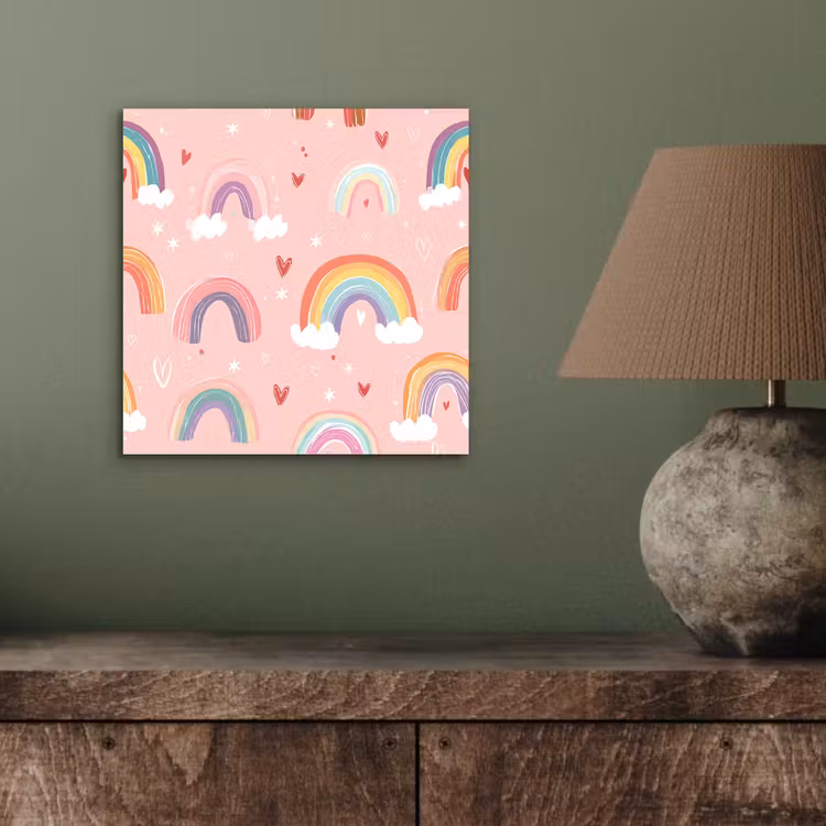 Regenboog - Patroon - Pastel - Handgetekend aluminium wit klein -sfeer2