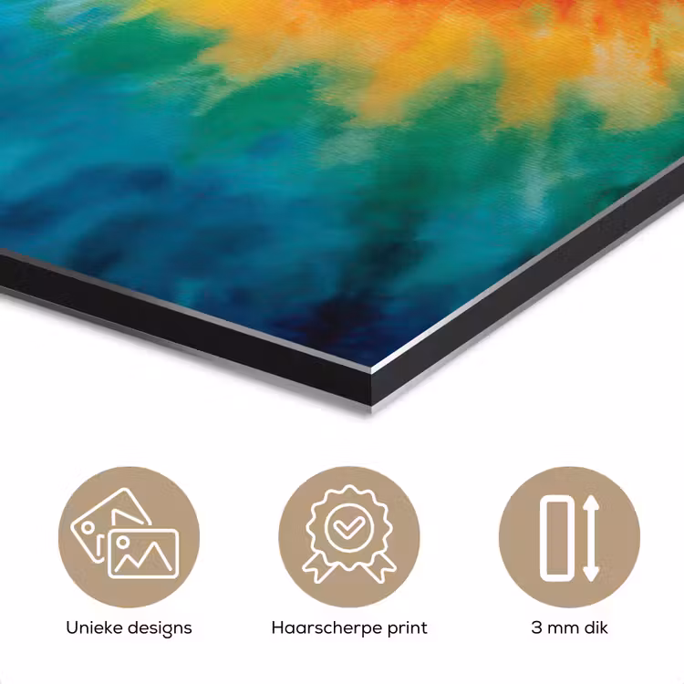 Regenboog - Tie dye - Kleurrijk - Blauw aluminium wit klein -closeup_NL