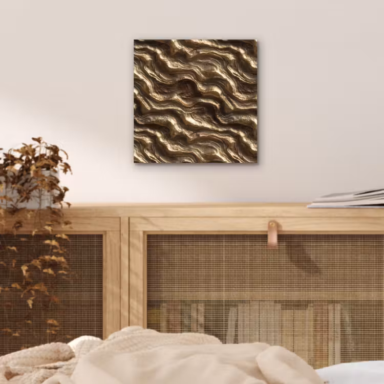 Reliëf - Golven - Abstract - Bronsgoud aluminium wit klein 46 -sfeer3