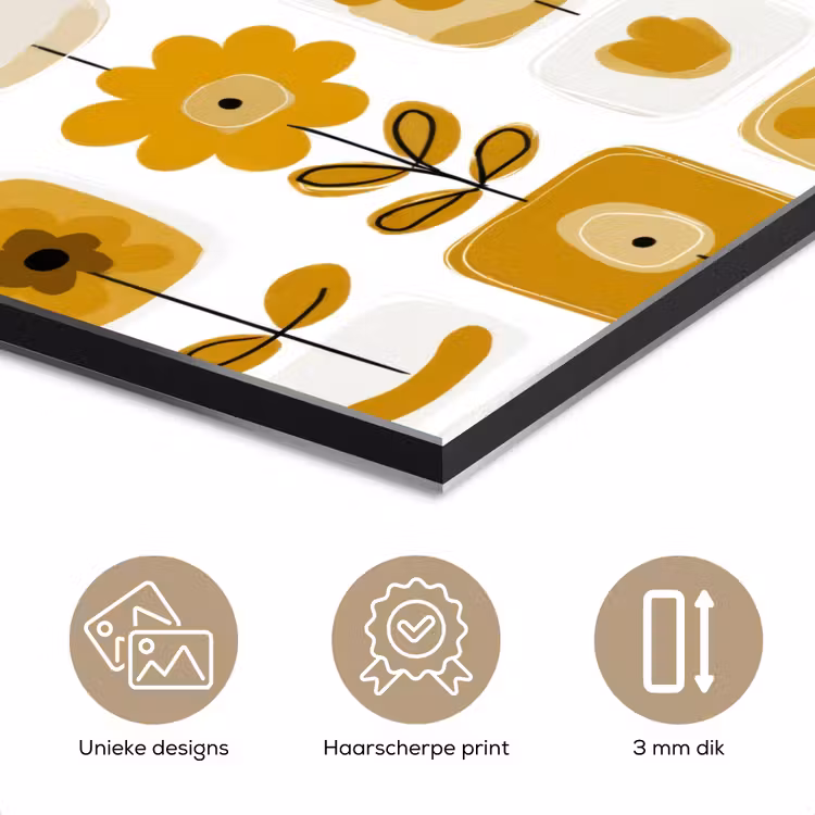 Retro - Abstract - Bloemen - Okergeel aluminium wit klein 46 -closeup_NL