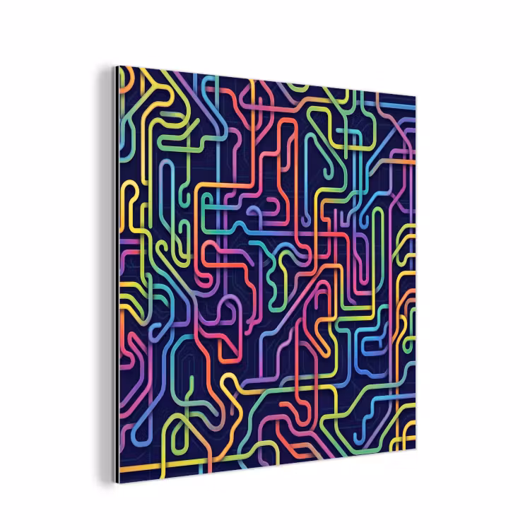 Retro - Abstract - Neon aluminium wit klein -3d