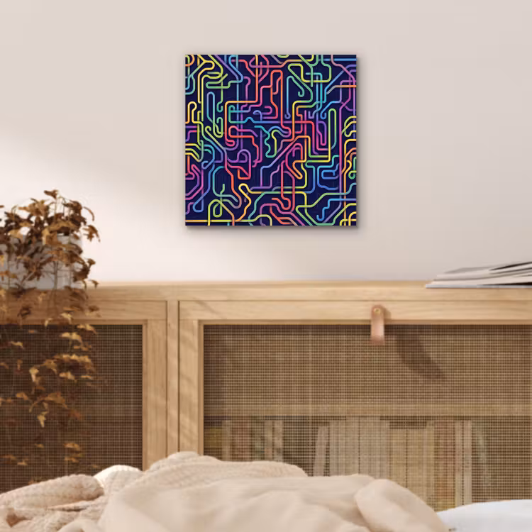 Retro - Abstract - Neon aluminium wit klein -sfeer3