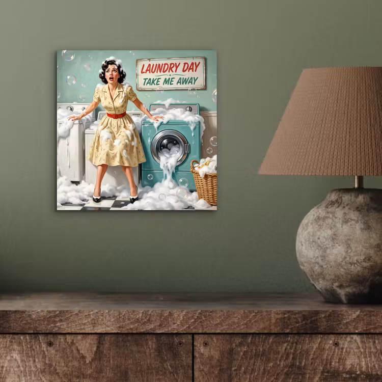 Retro - Blauw - Vrouw aluminium wit klein -sfeer2