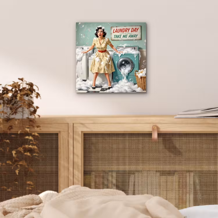 Retro - Blauw - Vrouw aluminium wit klein -sfeer3
