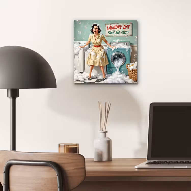 Retro - Blauw - Vrouw aluminium wit klein -sfeer5