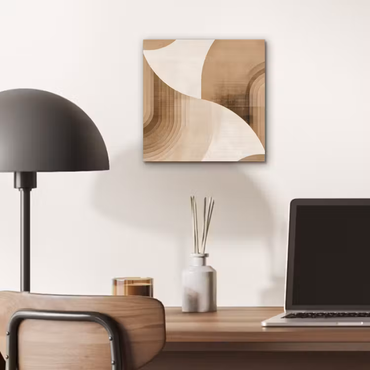 Retro - Geometrische lagen - Aardetinten aluminium wit klein -sfeer5