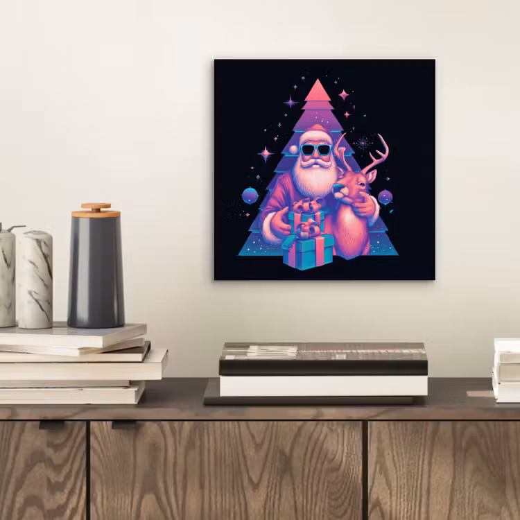 Retro - Kerstman - Rendieren - Kerstboom aluminium wit klein -sfeer1