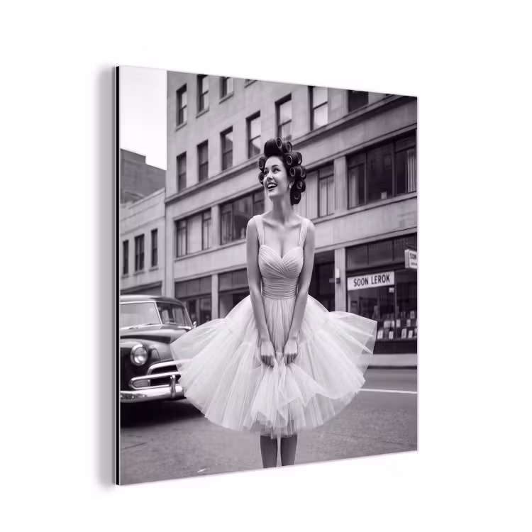Retro - Vrouw - Zwart - Wit aluminium wit klein -3d