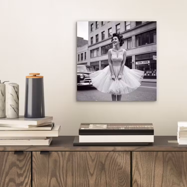 Retro - Vrouw - Zwart - Wit aluminium wit klein -sfeer1
