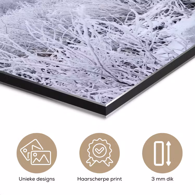 Rivier - Sneeuw - Bos - Winter - Schilderachtig aluminium wit klein -closeup_NL