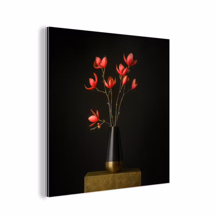 Rode - Bloemen - Vaas aluminium wit klein -3d