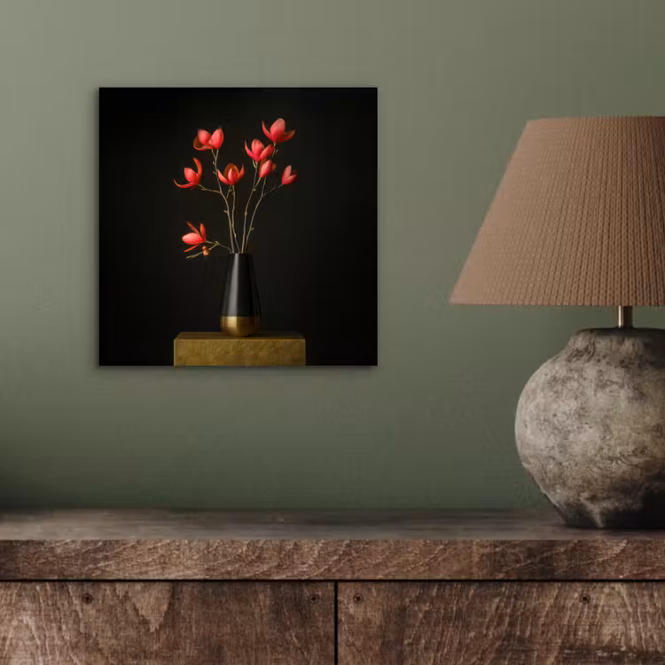 Rode - Bloemen - Vaas aluminium wit klein -sfeer2