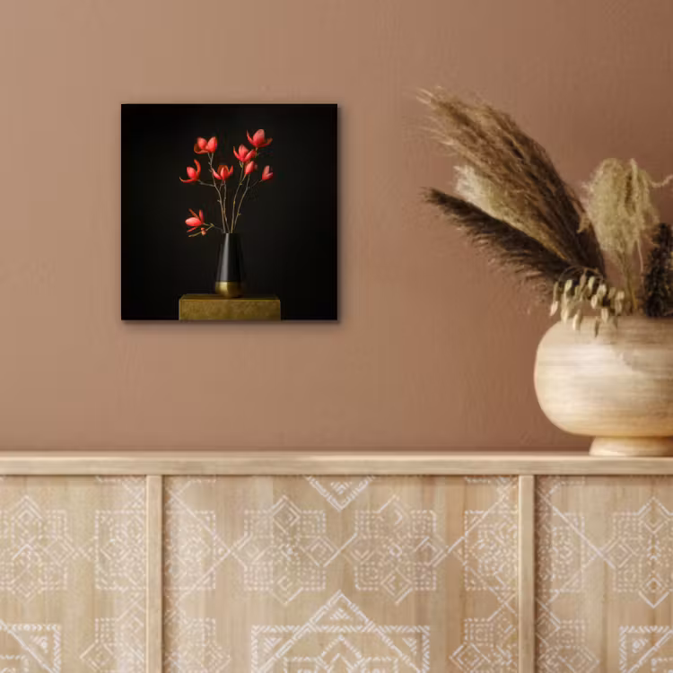 Rode - Bloemen - Vaas aluminium wit klein -sfeer4