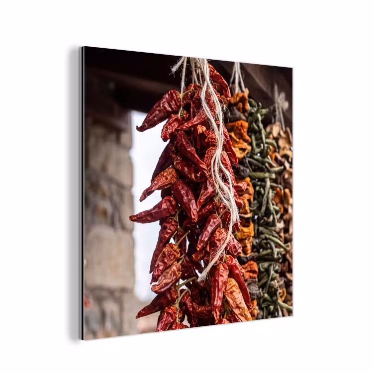 Aluminium schilderij - Rode pepers - Eten - Rode pepers - Eten aluminium wit klein