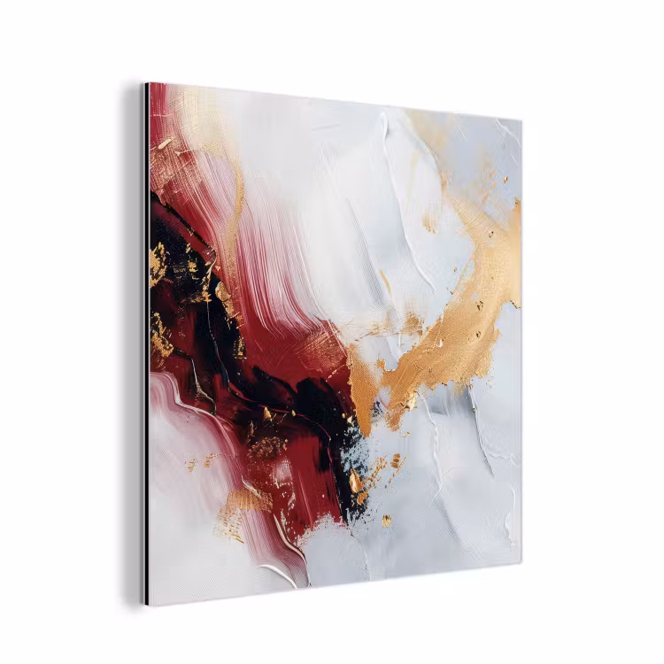 Rood - Abstract - Goud - Modern aluminium wit klein -3d