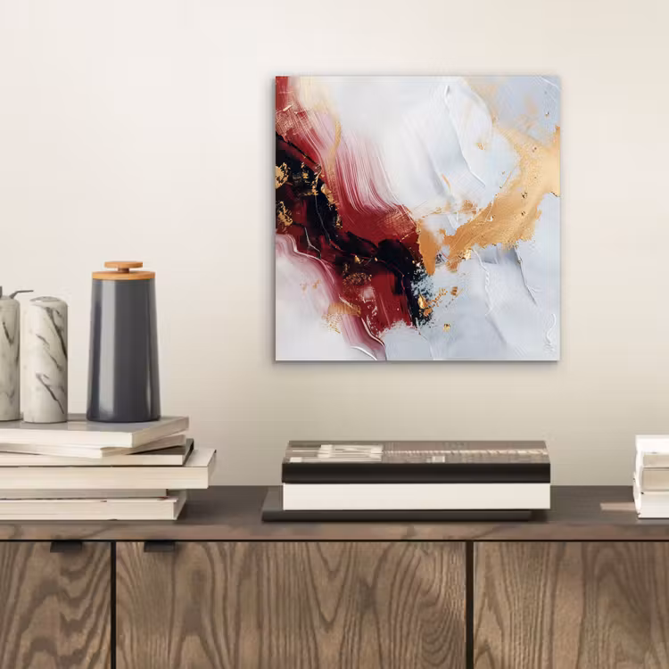 Rood - Abstract - Goud - Modern aluminium wit klein -sfeer1