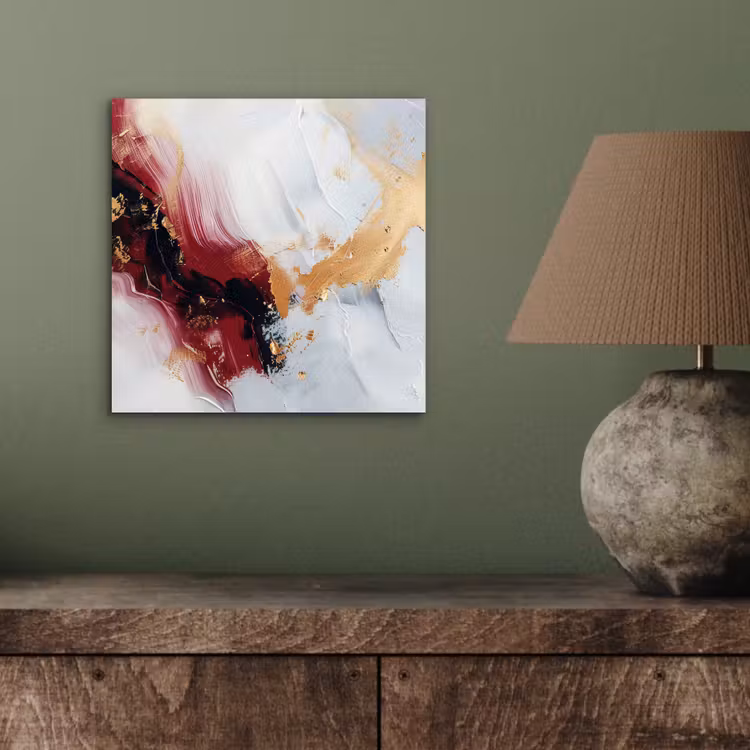 Rood - Abstract - Goud - Modern aluminium wit klein -sfeer2