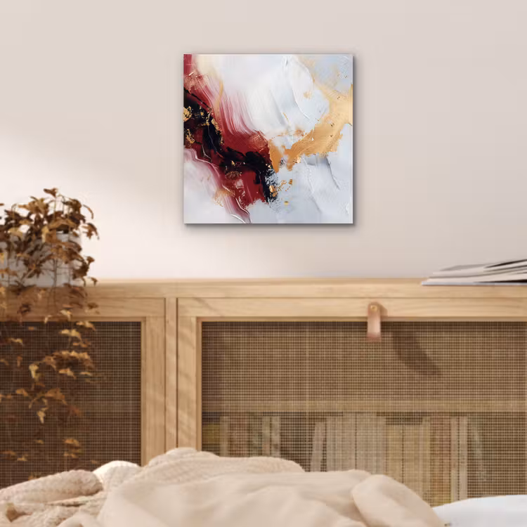 Rood - Abstract - Goud - Modern aluminium wit klein -sfeer3