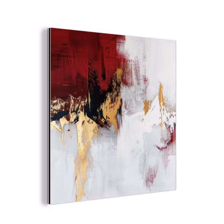 Rood - Marmer - Abstract - Goud - Modern aluminium wit klein -3d