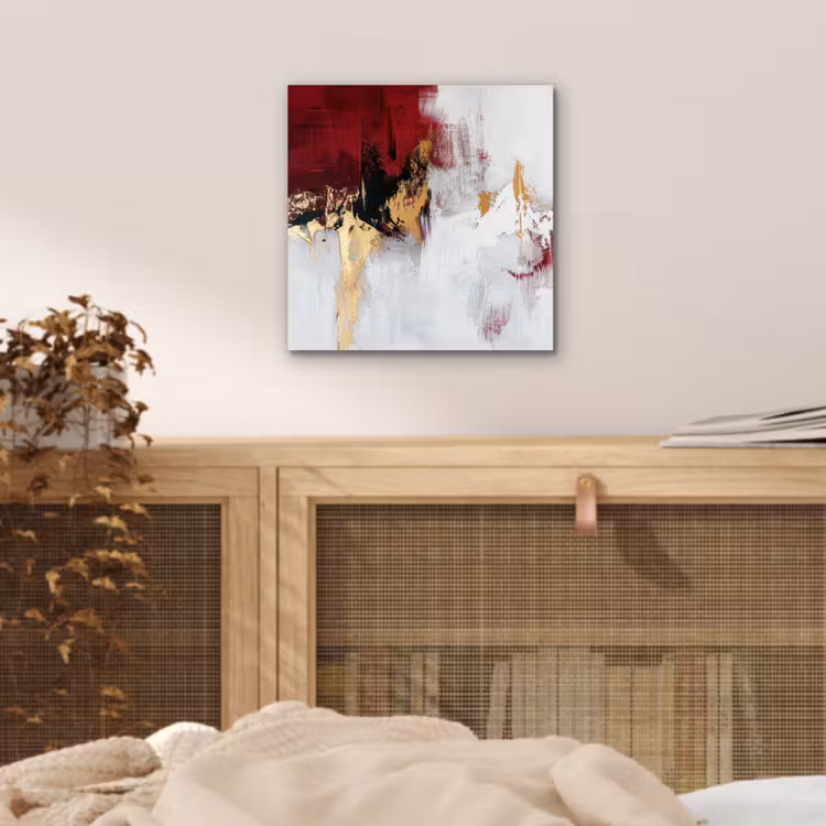 Rood - Marmer - Abstract - Goud - Modern aluminium wit klein -sfeer3