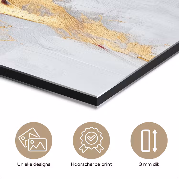 Rood - Marmer - Abstract - Goud - Modern aluminium wit klein -closeup_NL
