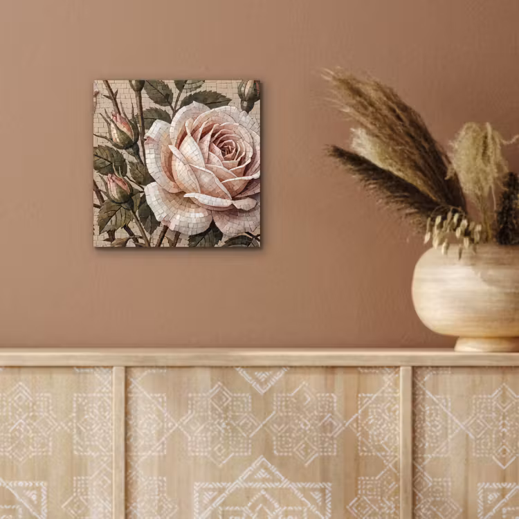 Roos - Mozaïek - Bloemen - Klassiek - Beige aluminium wit klein -sfeer4