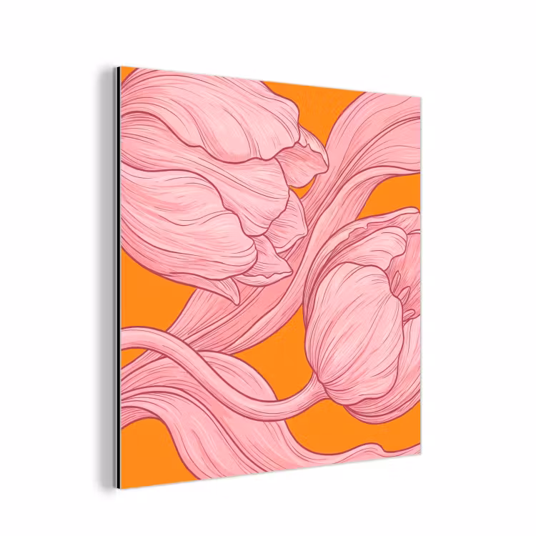 Aluminium schilderij - Roze bloemen - Modern - Roze bloemen - Modern aluminium wit klein