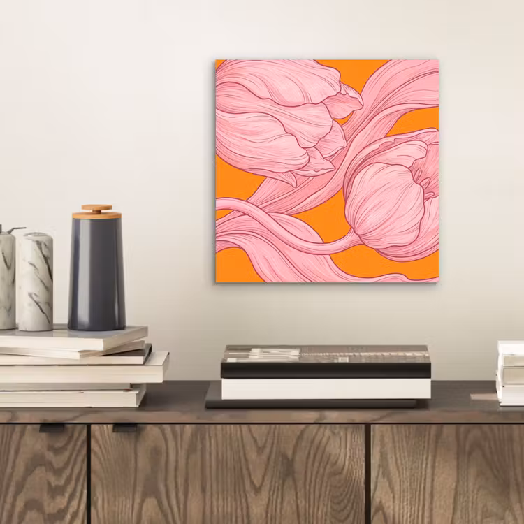 Aluminium schilderij - Roze bloemen - Modern - Roze bloemen - Modern aluminium wit klein