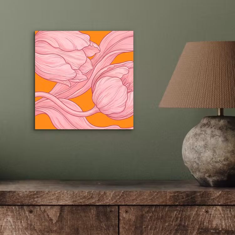 Aluminium schilderij - Roze bloemen - Modern - Roze bloemen - Modern aluminium wit klein