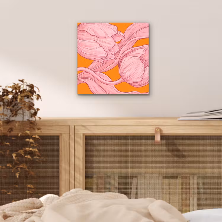 Aluminium schilderij - Roze bloemen - Modern - Roze bloemen - Modern aluminium wit klein