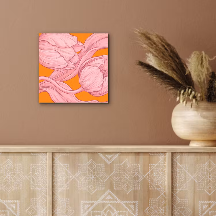 Aluminium schilderij - Roze bloemen - Modern - Roze bloemen - Modern aluminium wit klein