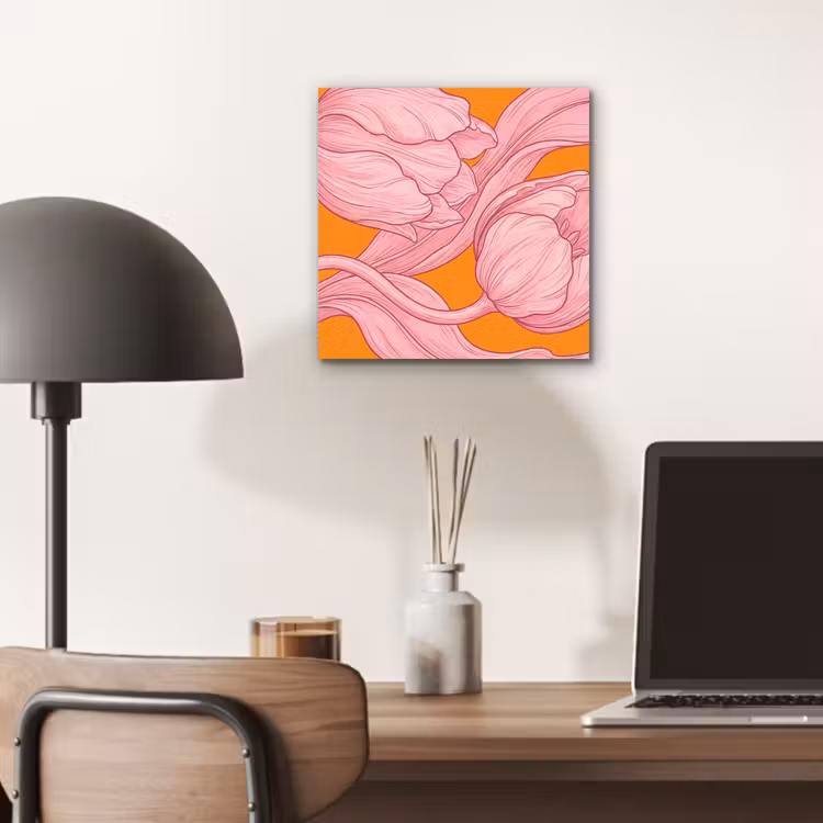 Aluminium schilderij - Roze bloemen - Modern - Roze bloemen - Modern aluminium wit klein
