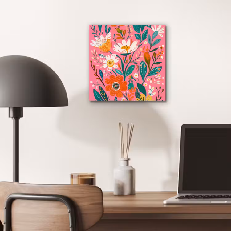 Roze - Bloemen - Wit - Oranje aluminium wit klein -sfeer5