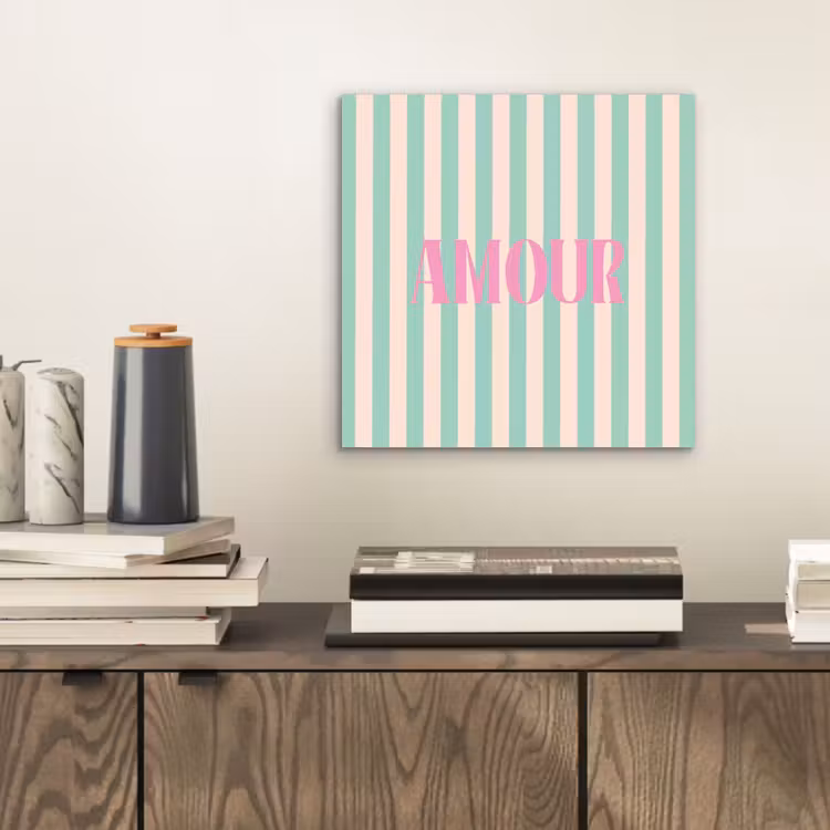 Roze - Groen - Strepen - Amour aluminium wit klein -sfeer1