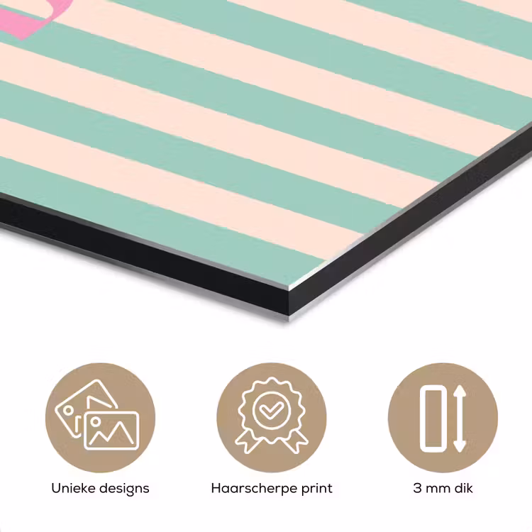 Roze - Groen - Strepen - Believe aluminium wit klein -closeup_NL