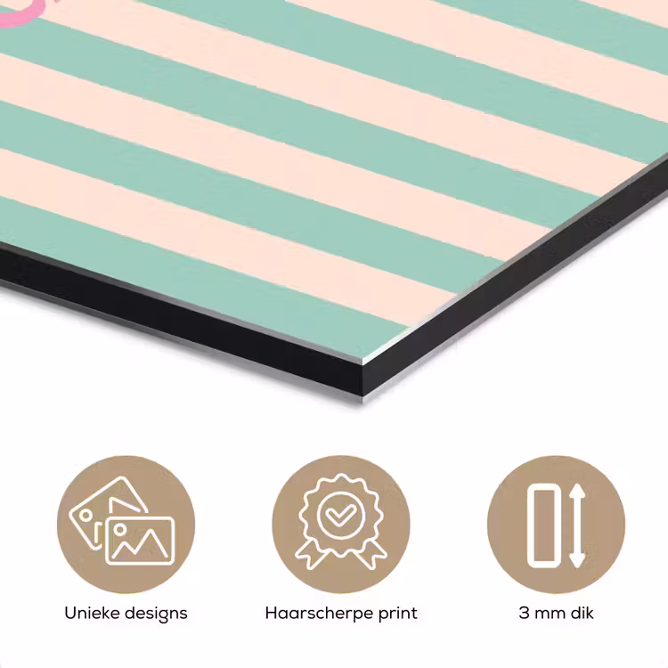 Roze - Groen - Strepen - Carpe diem aluminium wit klein -closeup_NL
