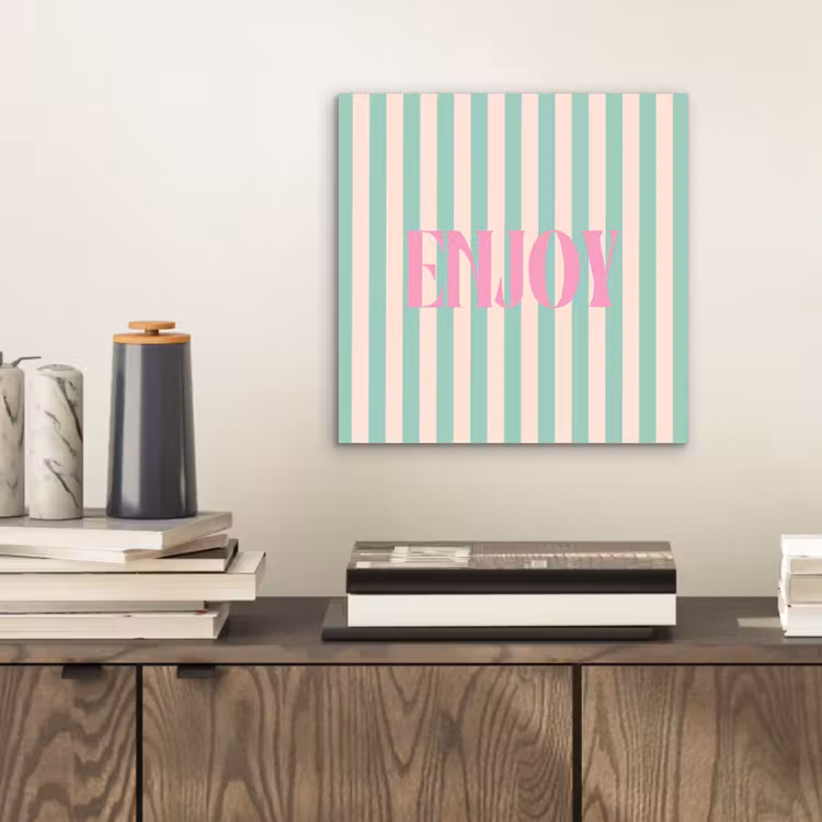 Roze - Groen - Strepen - Enjoy aluminium wit klein -sfeer1