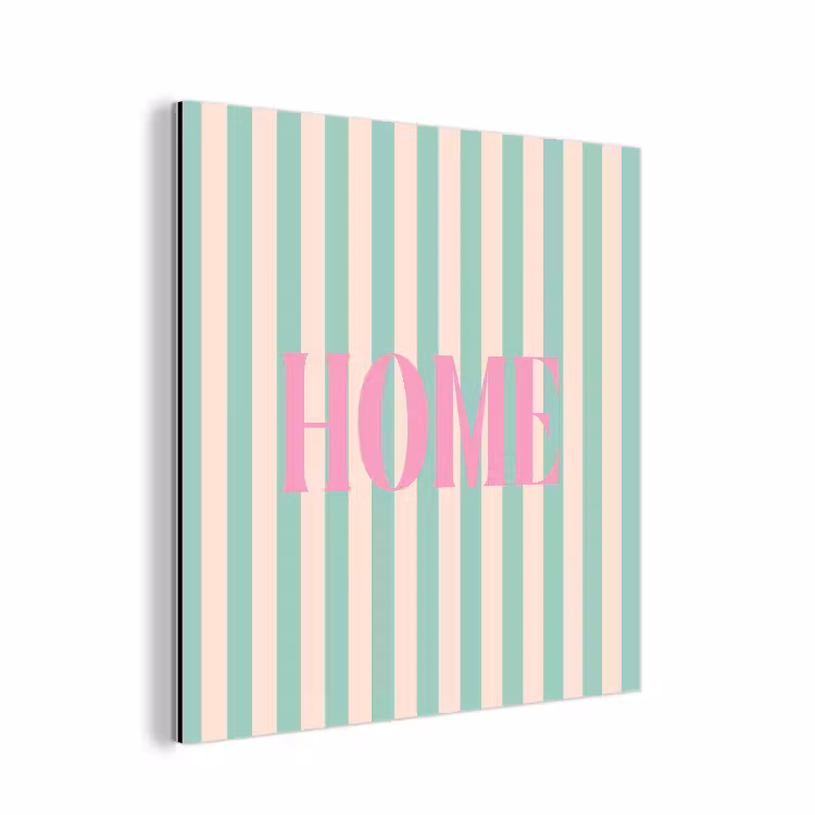 Roze - Groen - Strepen - Home aluminium wit klein -3d