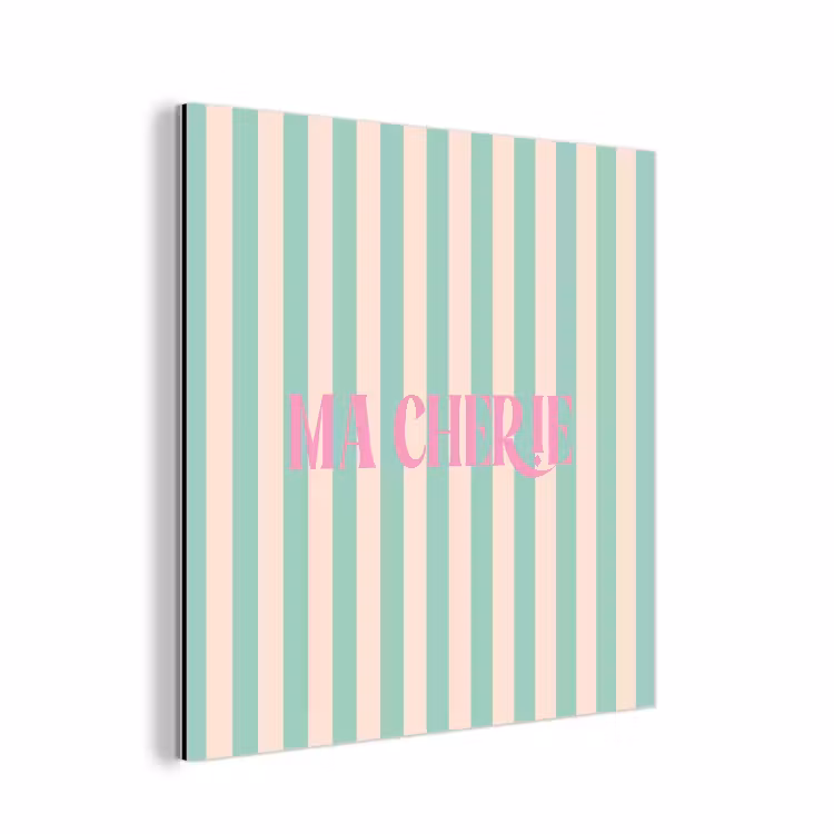 Roze - Groen - Strepen - Ma cherie aluminium wit klein -3d
