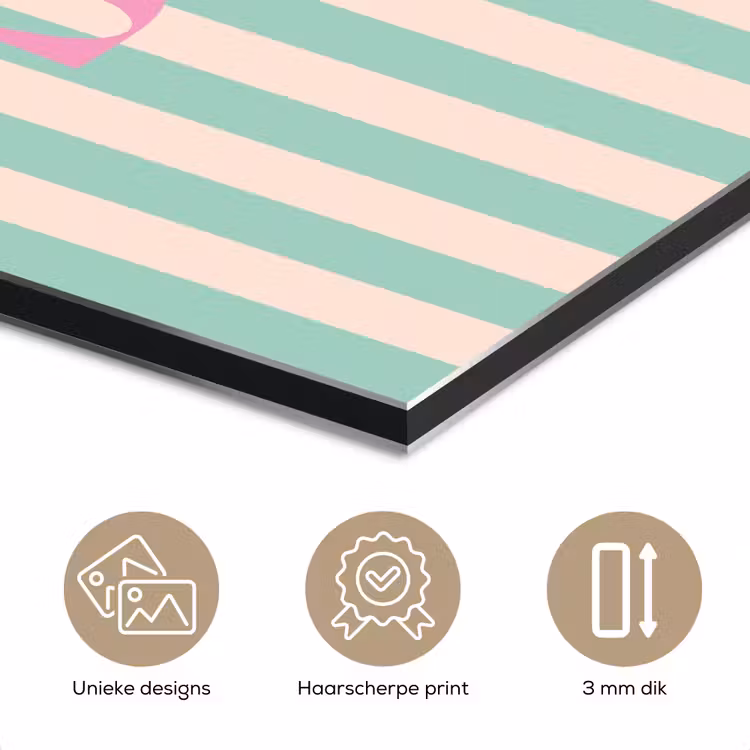 Roze - Groen - Strepen - Smile aluminium wit klein -closeup_NL