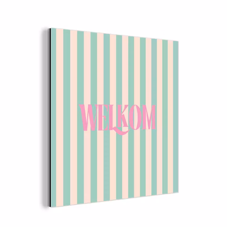 Roze - Groen - Strepen - Welkom aluminium wit klein -3d