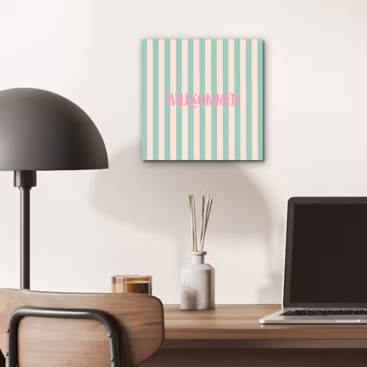 Roze - Groen - Strepen - Willkommen aluminium wit klein -sfeer5