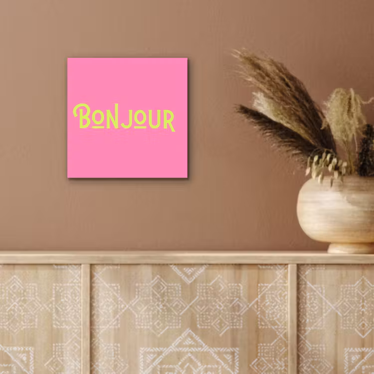 Roze - Groene Bonjour - art-deco aluminium wit klein -sfeer4