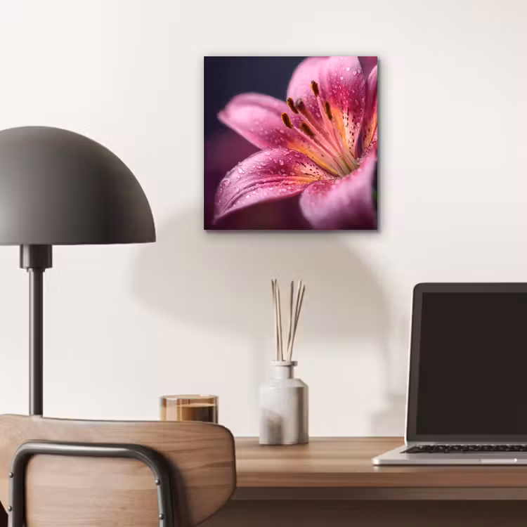 Roze - lelie - Dauwdruppels aluminium wit klein -sfeer5