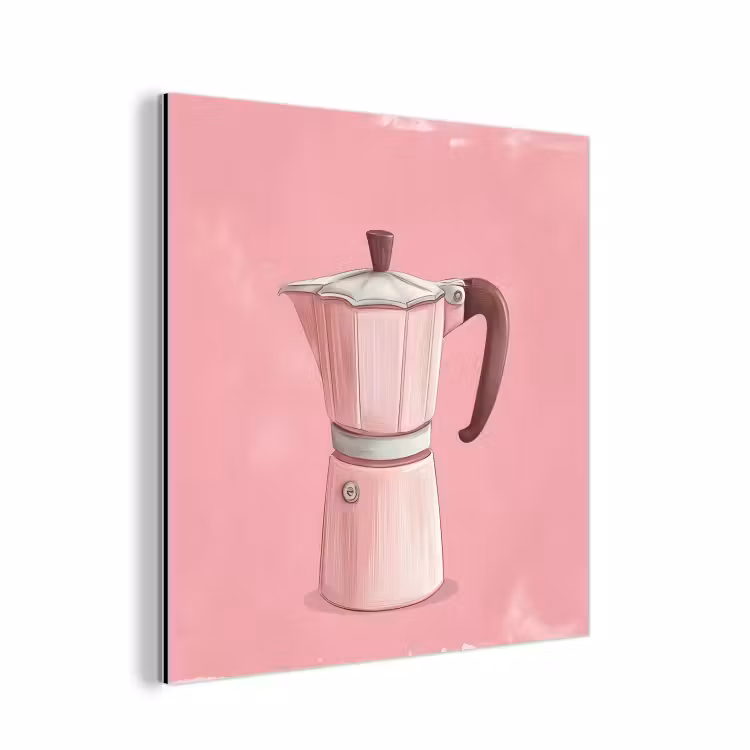 Roze - Mokkapot - Illustratie - Koffie aluminium wit klein -3d