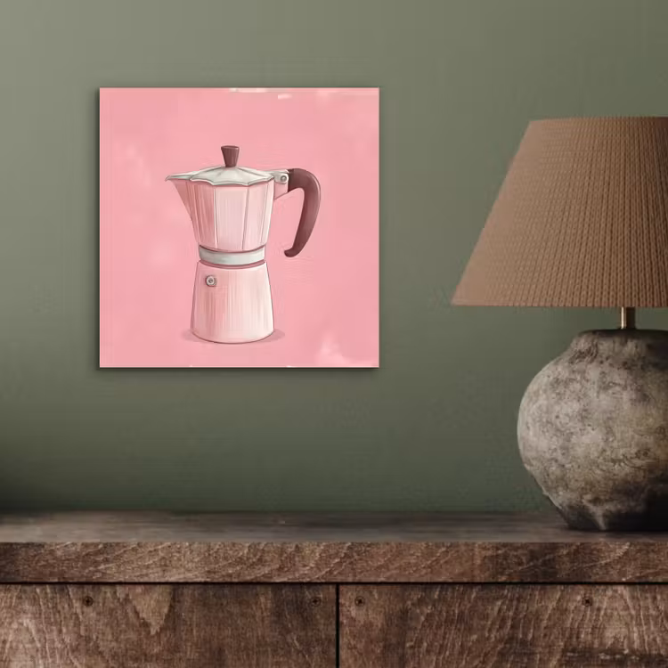 Roze - Mokkapot - Illustratie - Koffie aluminium wit klein -sfeer2
